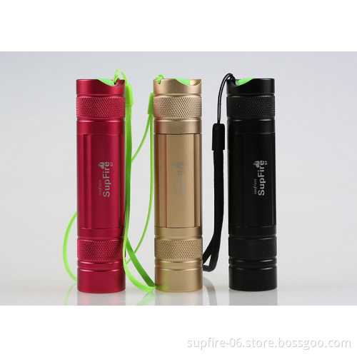 SupFire mini colorful dry battery rechargeable waterproof LED flashlight